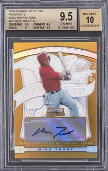 2009 Bowman Sterling Prospects Gold Refractors #BSPMT Mike Trout Signed Rookie Card (#05/50) – BGS GEM MINT 9.5/BGS 10